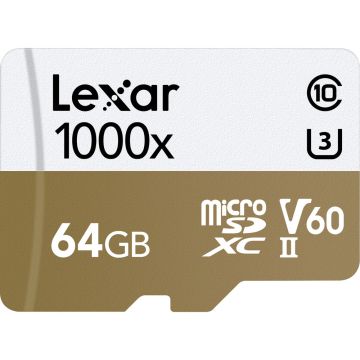 Lexar 64GB  Professional 1000x microSDHC Card with adapter
