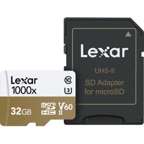 Lexar 32GB Professional 1000x microSDHC Card with adapter